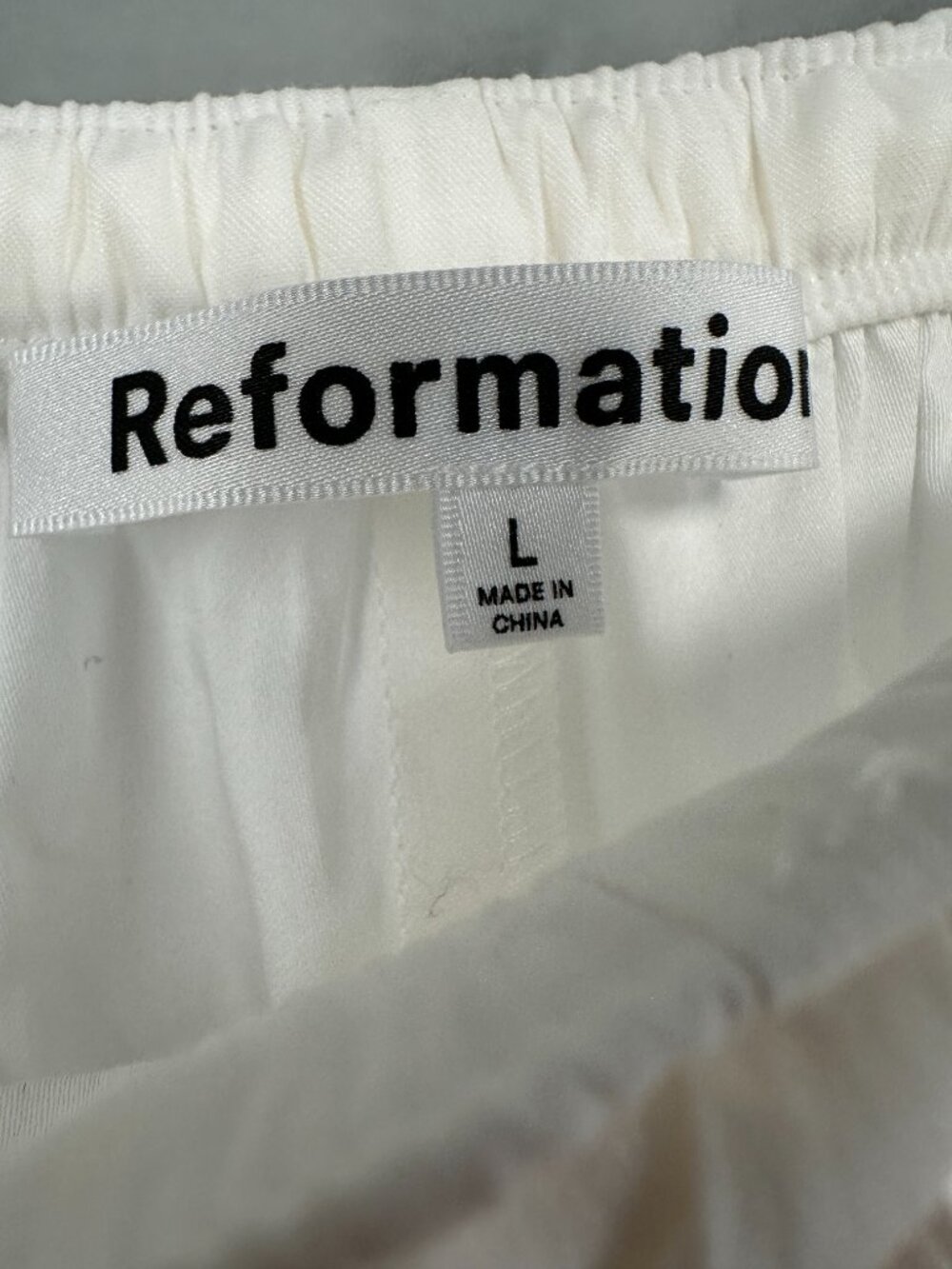 Reformation Micah Cotton Pants Drawstring Pants White Wide Leg L - Picture 6 of 7